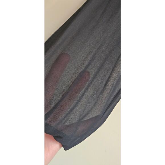 Vintage Black Evening Dress, Fully Lined, Mesh Sleeves, Sz 16 - Picture 2 of 7